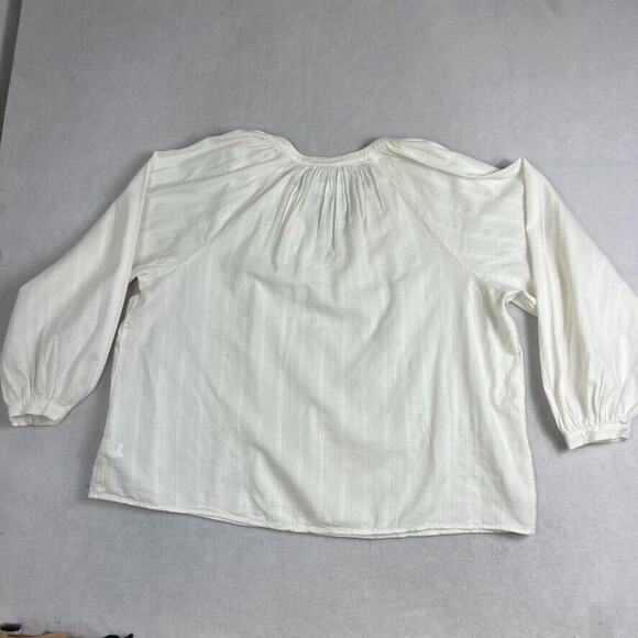 Old Navy Blouse Women's XL Textured Dobby Top Sea Salt Cream Boho Peasant - Picture 4 of 10